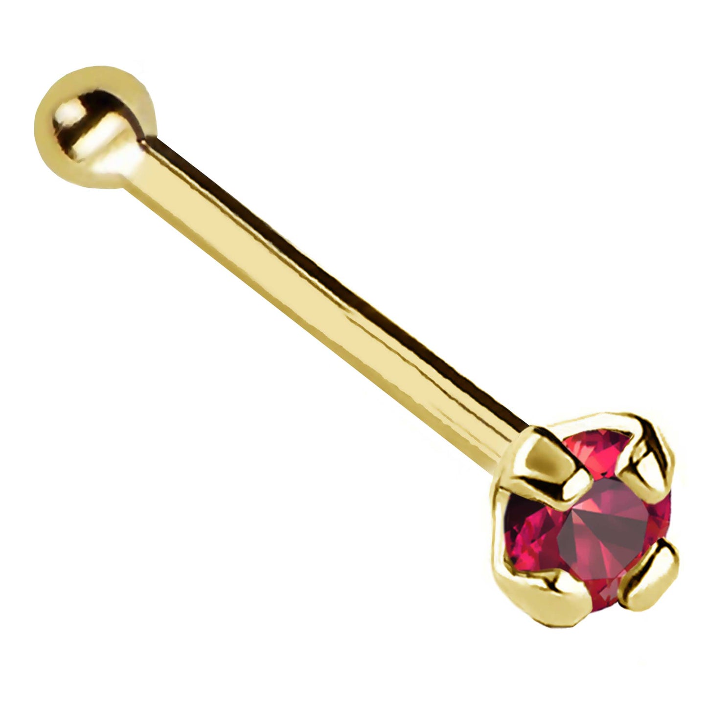 Jewelry Avalanche 22G 14K Gold Ball-end Nose Stud with Ruby Gemstone