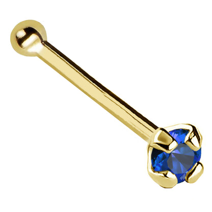 Jewelry Avalanche 22G 14K Gold Ball-end Nose Stud with Blue Sapphire Gemstone