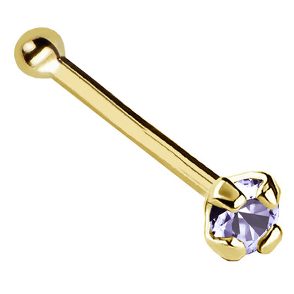 Jewelry Avalanche 22G 14K Gold Ball-end Nose Stud with Tanzanite Gemstone