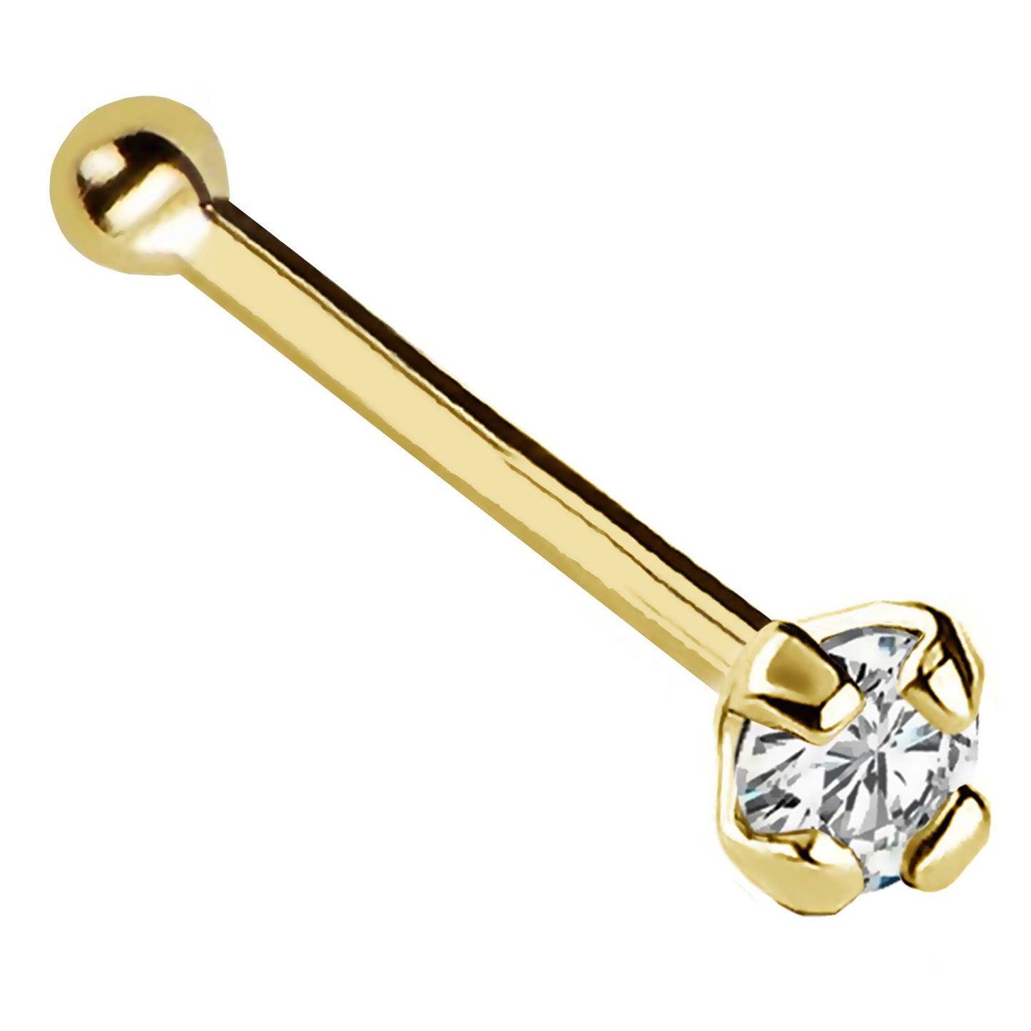 Jewelry Avalanche 22G 14K Gold Ball-end Nose Stud with Diamond