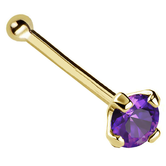 Jewelry Avalanche 22G 14K Gold Ball-end Nose Stud with Amethyst Gemstone