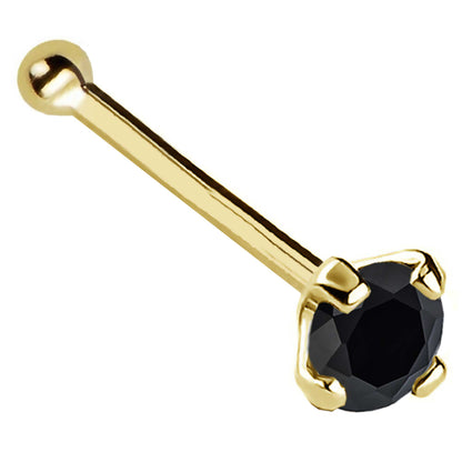 Jewelry Avalanche 22G 14K Gold Ball-end Nose Stud with Black Diamond