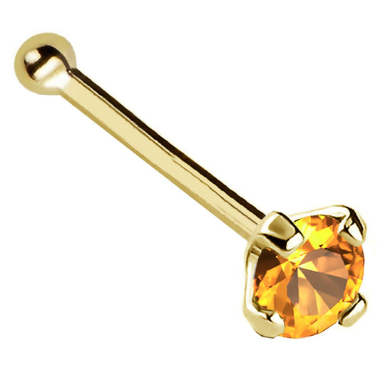 Jewelry Avalanche 22G 14K Gold Ball-end Nose Stud with Citrine Gemstone