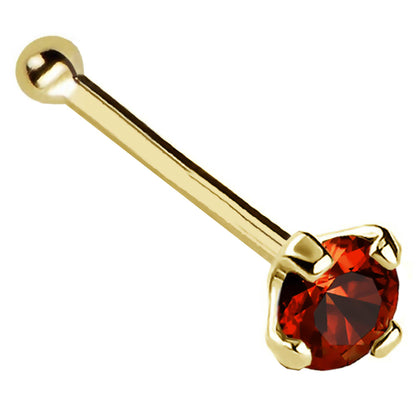 Jewelry Avalanche 22G 14K Gold Ball-end Nose Stud with Garnet Gemstone