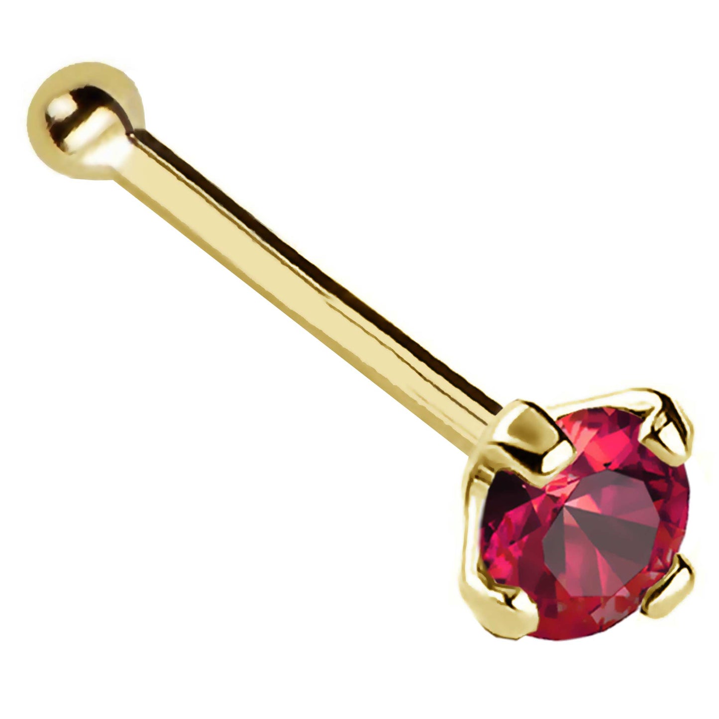 Jewelry Avalanche 22G 14K Gold Ball-end Nose Stud with Ruby Gemstone