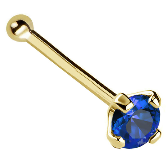 Jewelry Avalanche 22G 14K Gold Ball-end Nose Stud with Blue Sapphire Gemstone