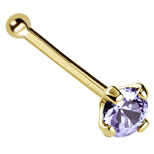 Jewelry Avalanche 22G 14K Gold Ball-end Nose Stud with Tanzanite Gemstone