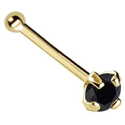 Jewelry Avalanche 22G 14K Gold Ball-end Nose Stud with Black Diamond