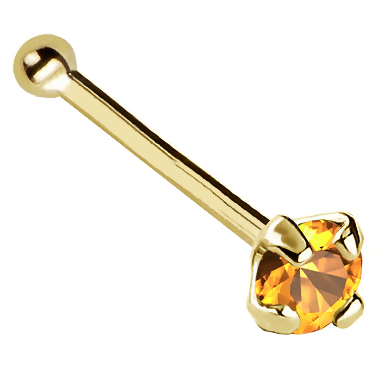 Jewelry Avalanche 22G 14K Gold Ball-end Nose Stud with Citrine Gemstone