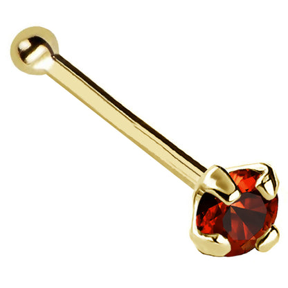 Jewelry Avalanche 22G 14K Gold Ball-end Nose Stud with Garnet Gemstone