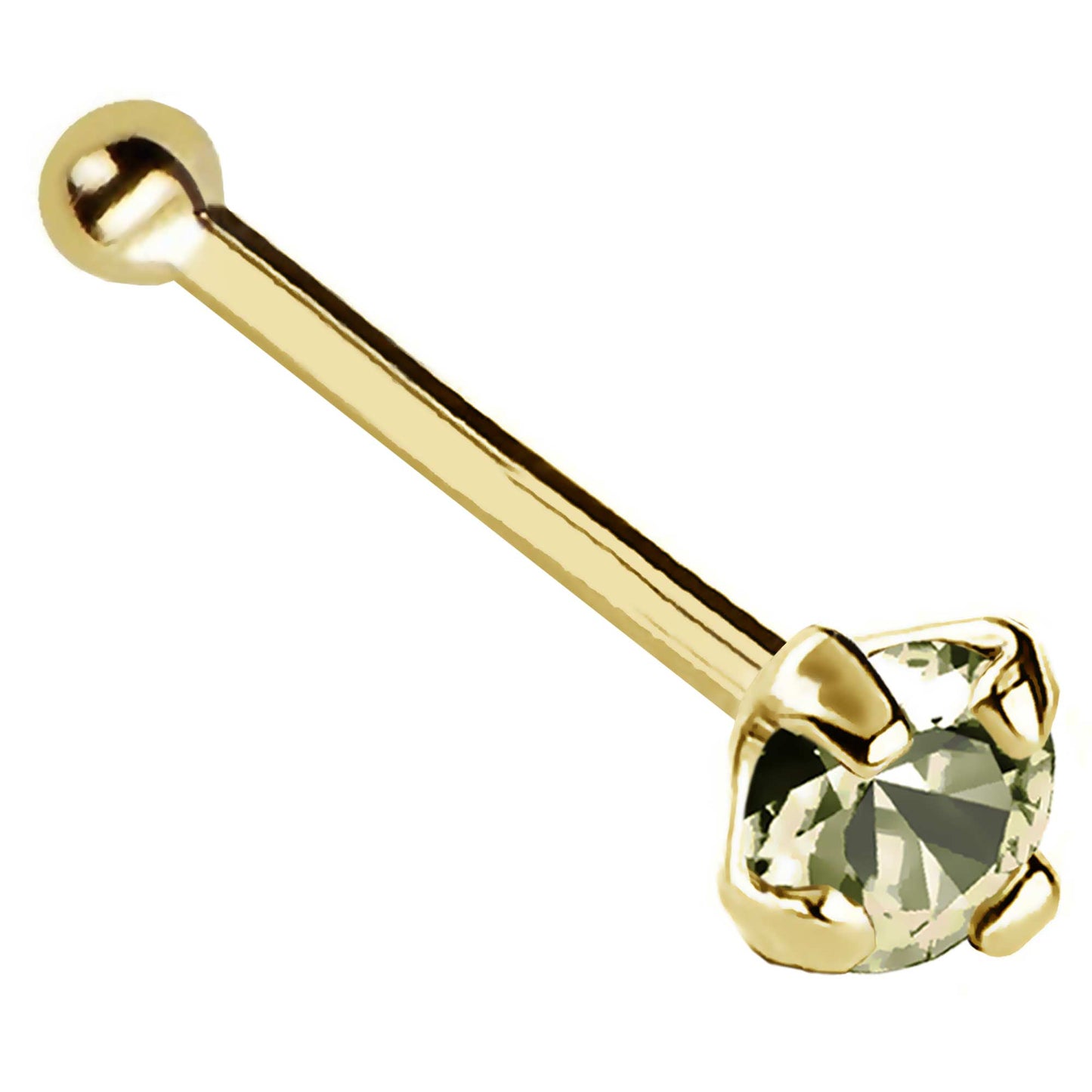 Jewelry Avalanche 22G 14K Gold Ball-end Nose Stud with Peridot Gemstone