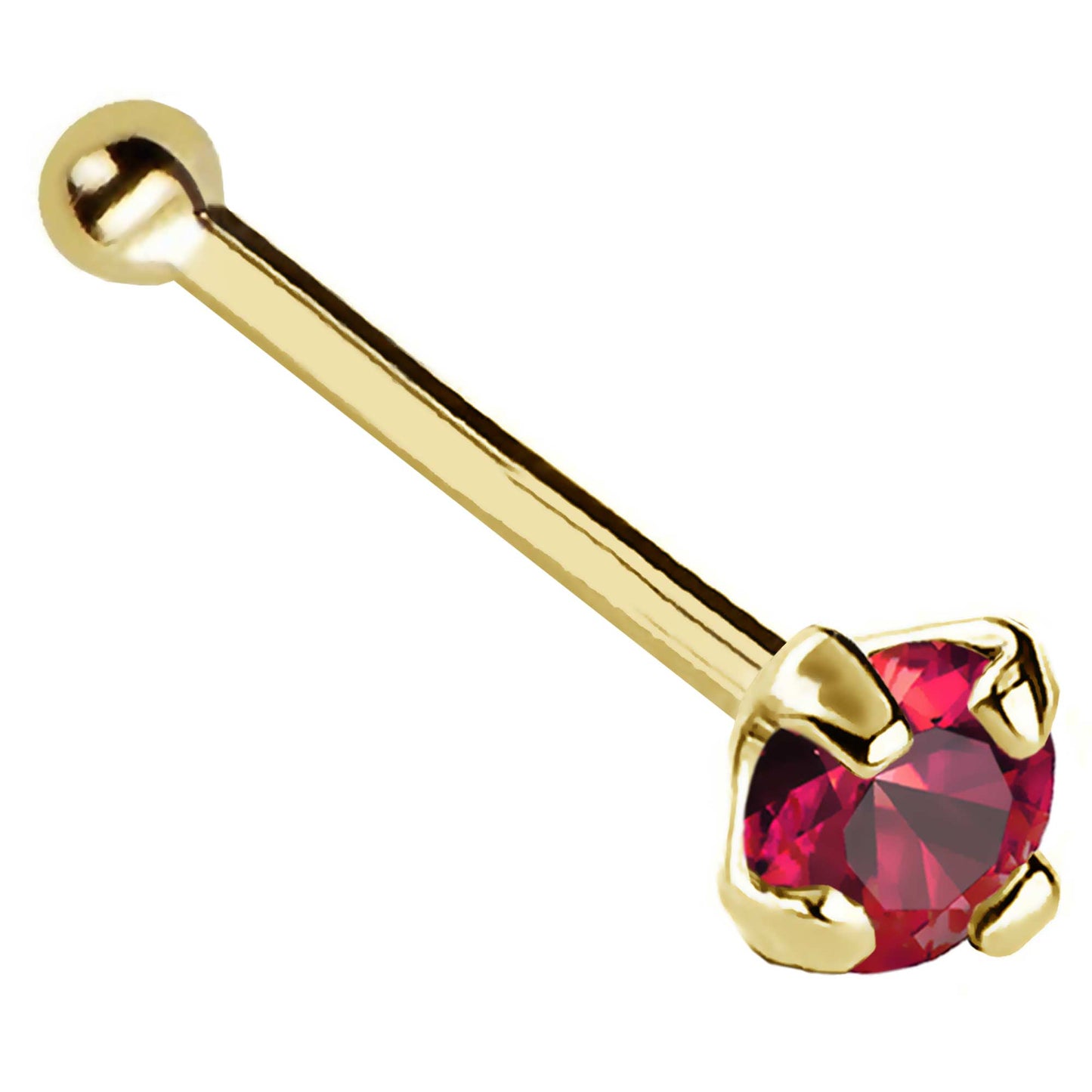 Jewelry Avalanche 22G 14K Gold Ball-end Nose Stud with Ruby Gemstone