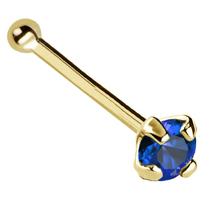 Jewelry Avalanche 22G 14K Gold Ball-end Nose Stud with Blue Sapphire Gemstone