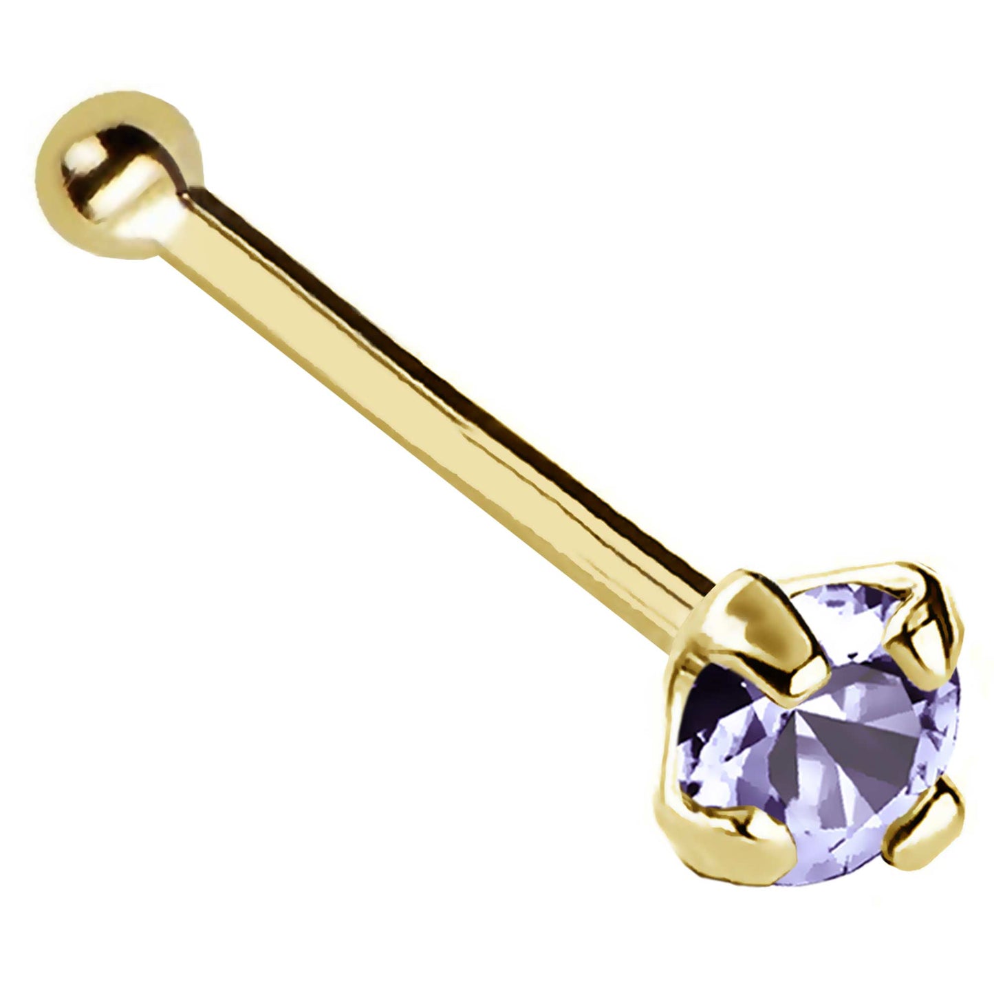 Jewelry Avalanche 22G 14K Gold Ball-end Nose Stud with Tanzanite Gemstone
