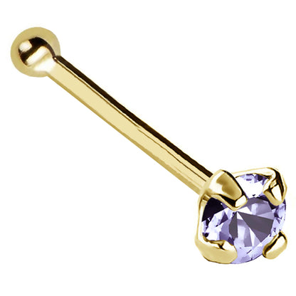 Jewelry Avalanche 22G 14K Gold Ball-end Nose Stud with Tanzanite Gemstone