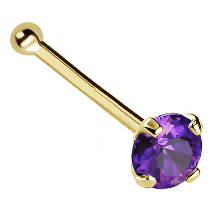 Jewelry Avalanche 22G 14K Gold Ball-end Nose Stud with Amethyst Gemstone