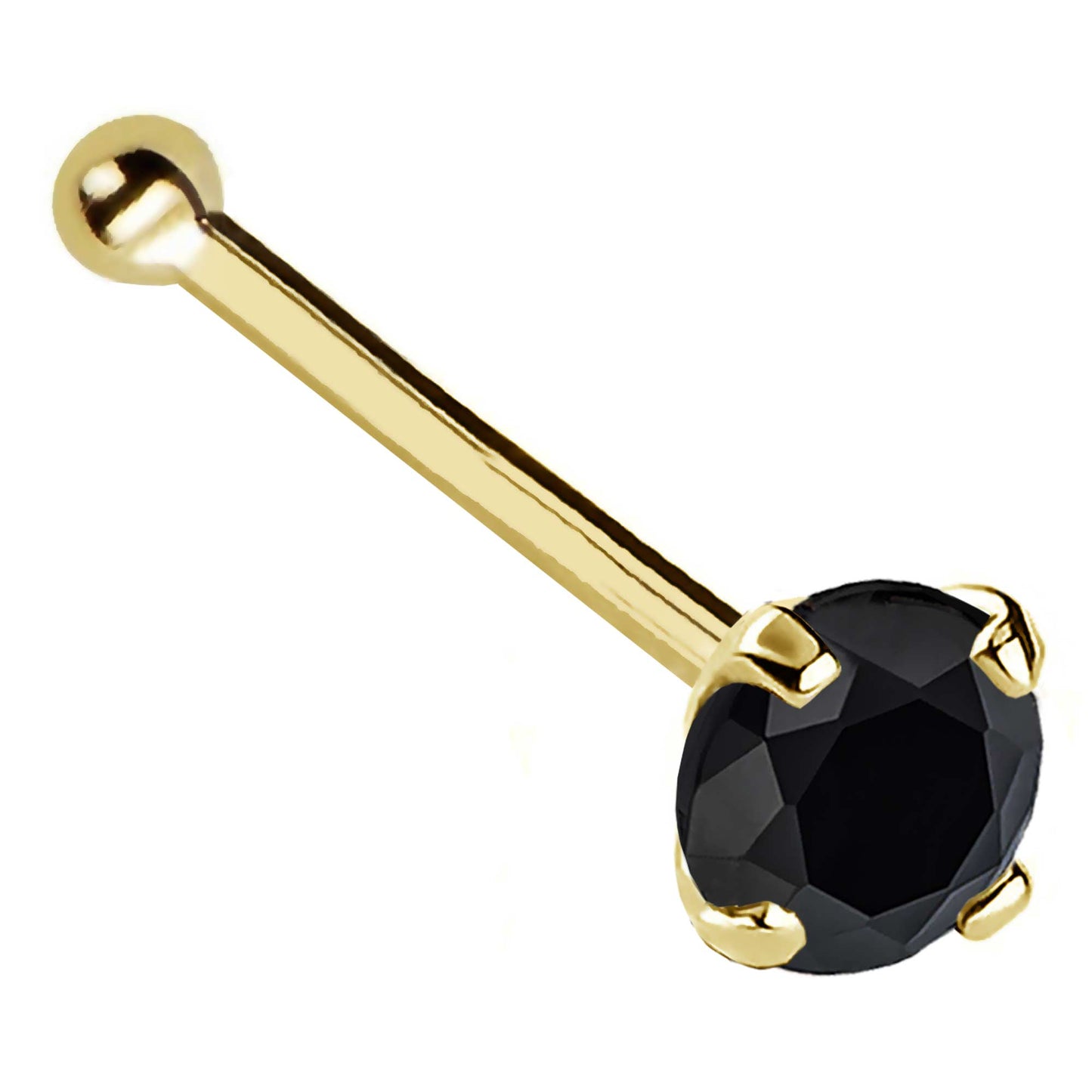 Jewelry Avalanche 22G 14K Gold Ball-end Nose Stud with Black Diamond