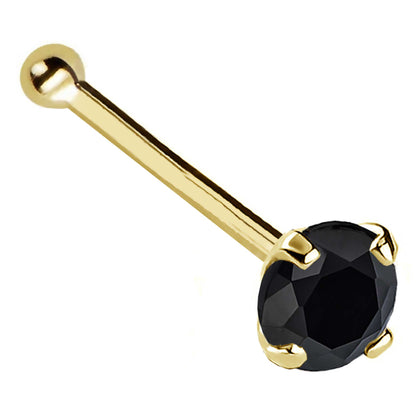 Jewelry Avalanche 22G 14K Gold Ball-end Nose Stud with Black Diamond
