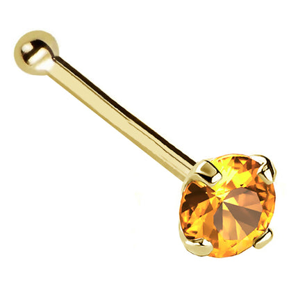 Jewelry Avalanche 22G 14K Gold Ball-end Nose Stud with Citrine Gemstone
