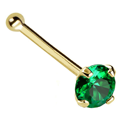Jewelry Avalanche 22G 14K Gold Ball-end Nose Stud with Emerald Gemstone