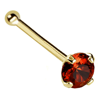Jewelry Avalanche 22G 14K Gold Ball-end Nose Stud with Garnet Gemstone