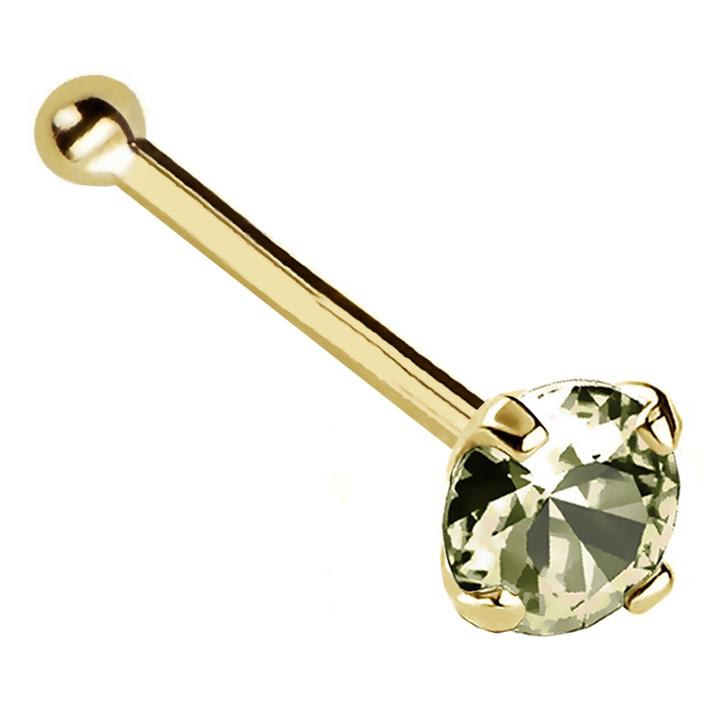 Jewelry Avalanche 22G 14K Gold Ball-end Nose Stud with Peridot Gemstone