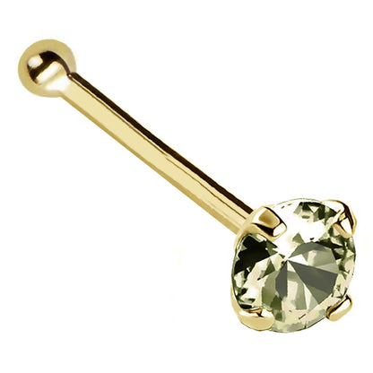 Jewelry Avalanche 22G 14K Gold Ball-end Nose Stud with Peridot Gemstone