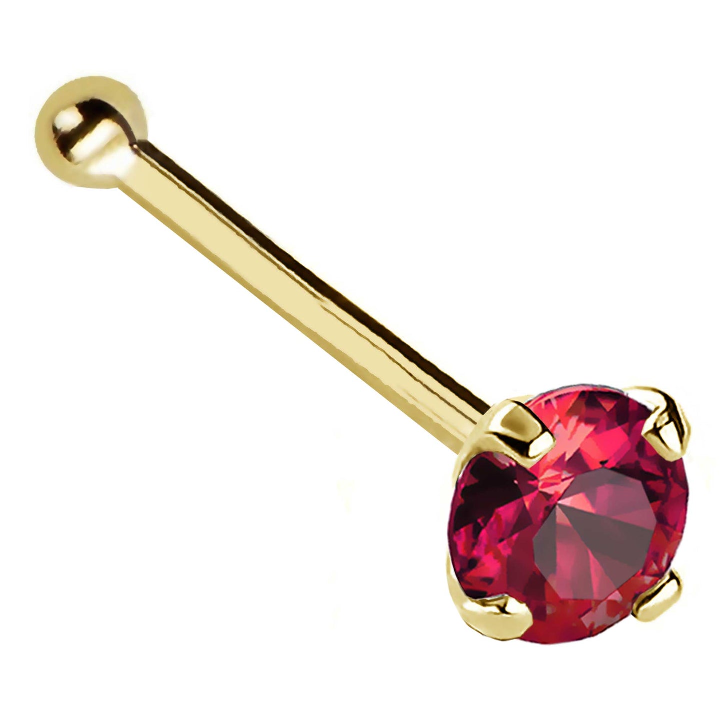 Jewelry Avalanche 22G 14K Gold Ball-end Nose Stud with Ruby Gemstone