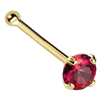 Jewelry Avalanche 22G 14K Gold Ball-end Nose Stud with Ruby Gemstone