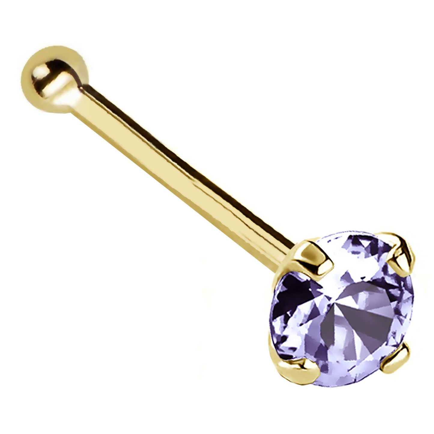 Jewelry Avalanche 22G 14K Gold Ball-end Nose Stud with Tanzanite Gemstone
