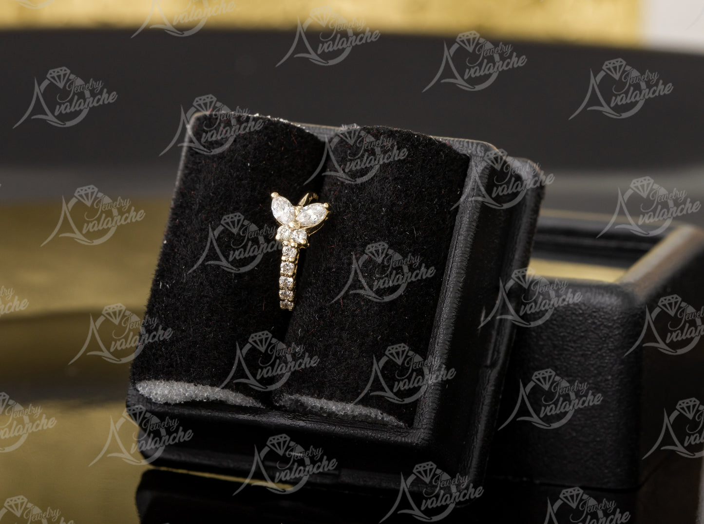 Jewelry Avalanche 14K Gold Butterfly Moissanite Nose Hoop Ring, 20G, 8mm, Twist-open