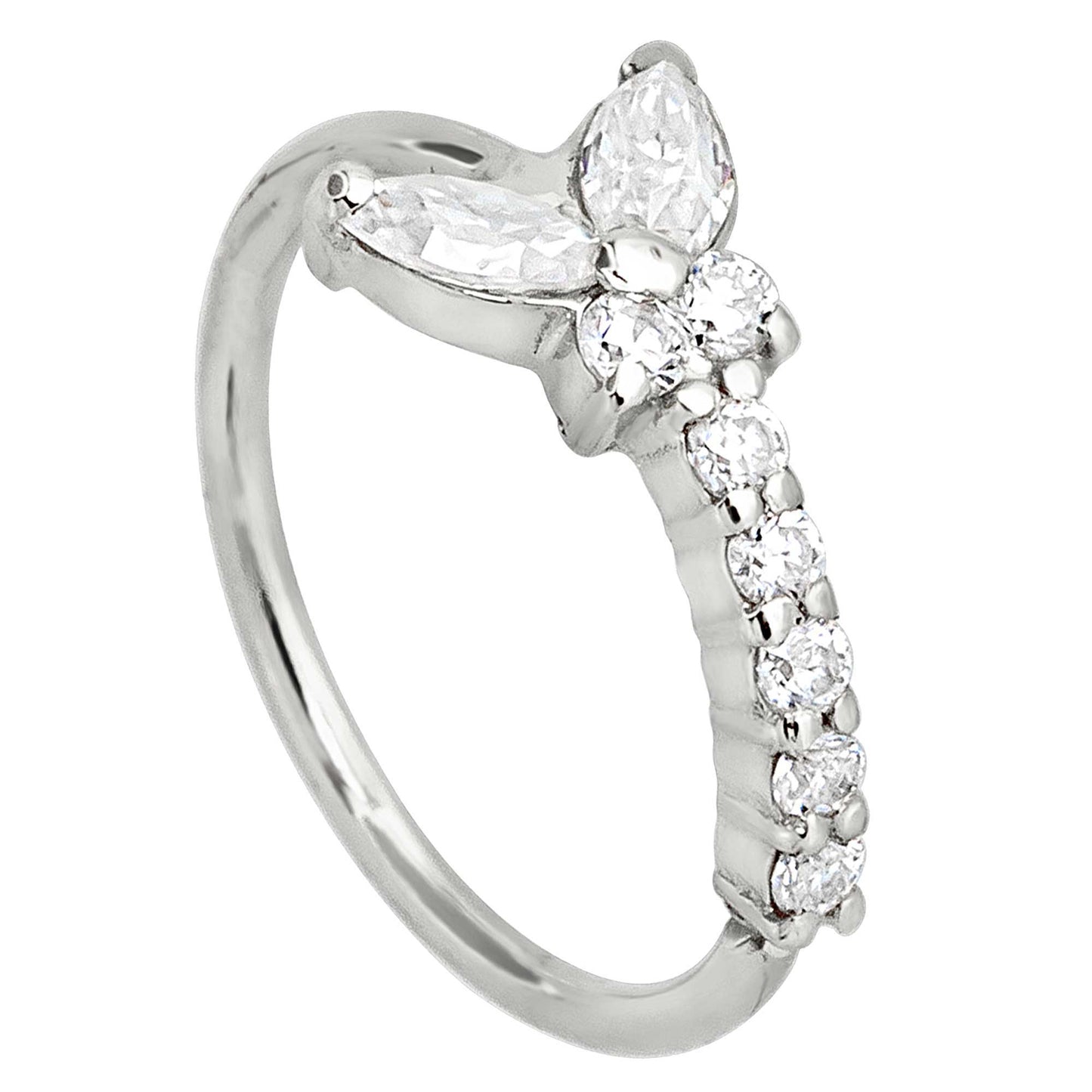 Jewelry Avalanche 14K Gold Butterfly Moissanite Nose Hoop Ring, 20G, 8mm, Twist-open