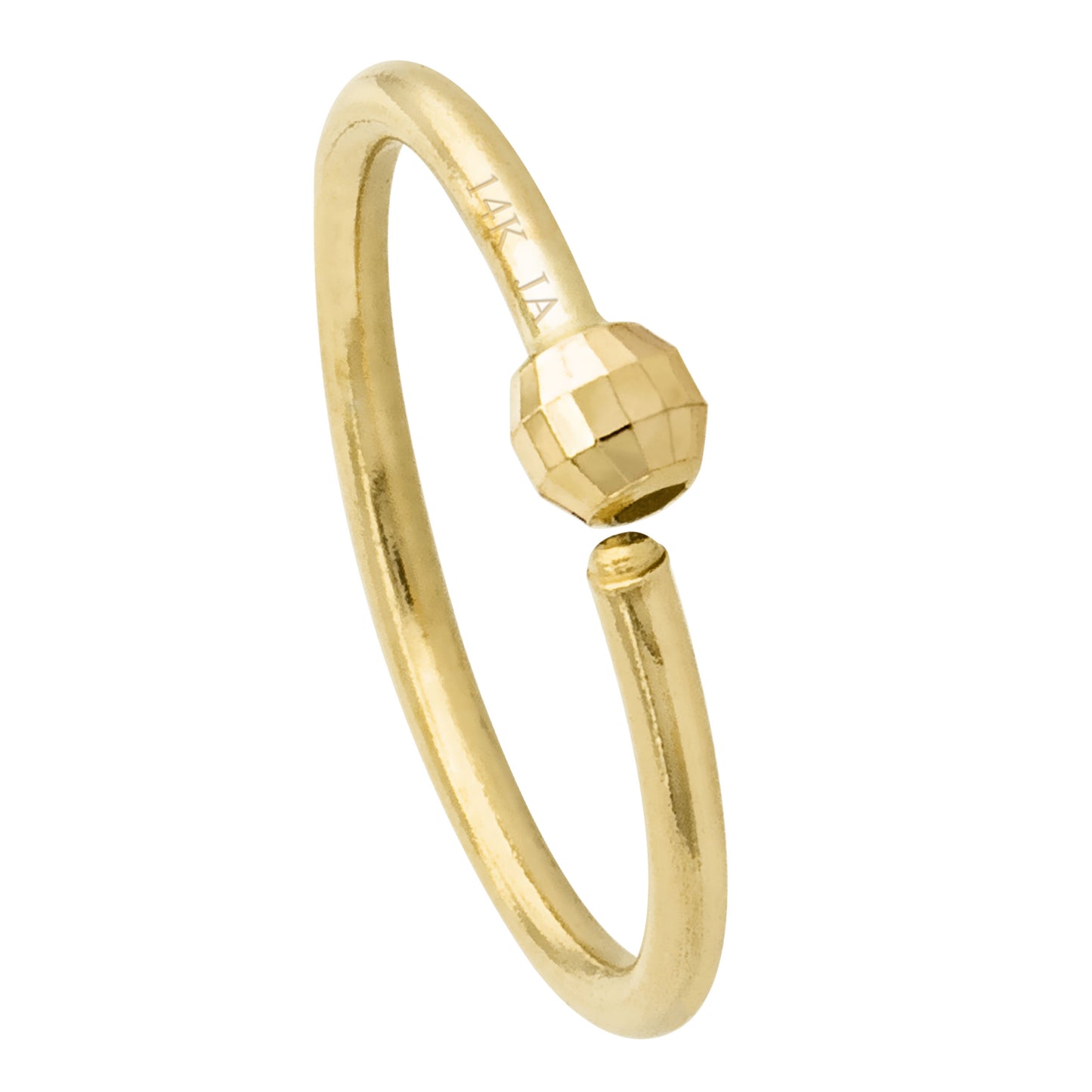 Gold nose ring with a beaded design on a white background
