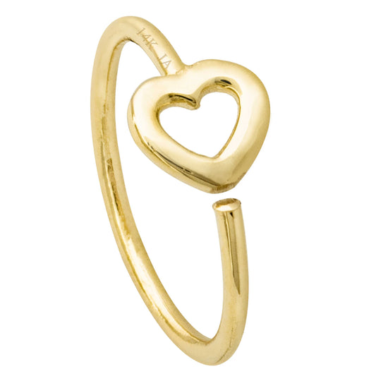 Jewelry Avalanche 14K Gold Plain Heart Nose Hoop – Polished 20G Twist Open Nose Ring