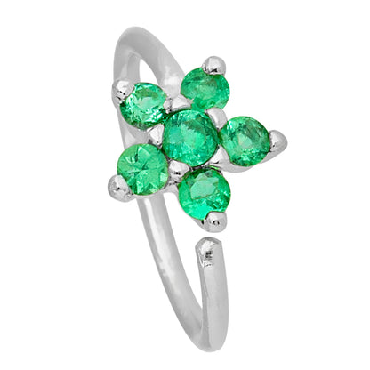 Jewelry Avalanche Ladies 20G 14K Gold Emerald Flower Nose Hoop Ring, 5/16"(8mm)