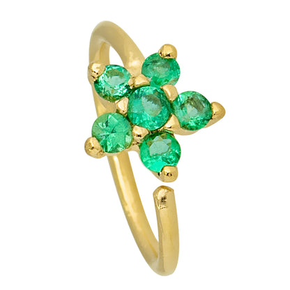 Jewelry Avalanche Ladies 20G 14K Gold Emerald Flower Nose Hoop Ring, 5/16"(8mm)