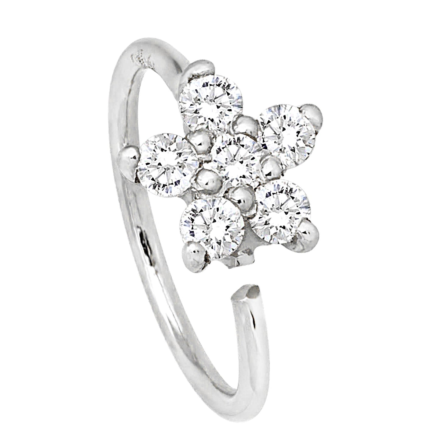 Jewelry Avalanche 20G 14K Gold .075ctw Diamond Flower Nose Hoop Ring, Twist-open 5/16"(8mm)