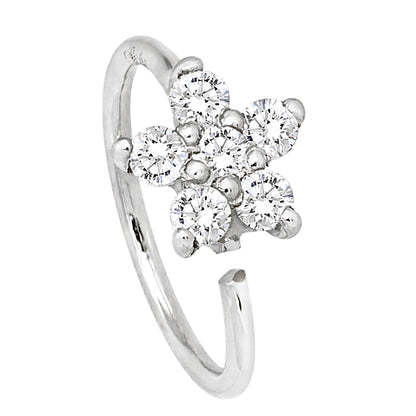 Jewelry Avalanche 20G 14K Gold .075ctw Diamond Flower Nose Hoop Ring, Twist-open 5/16"(8mm)