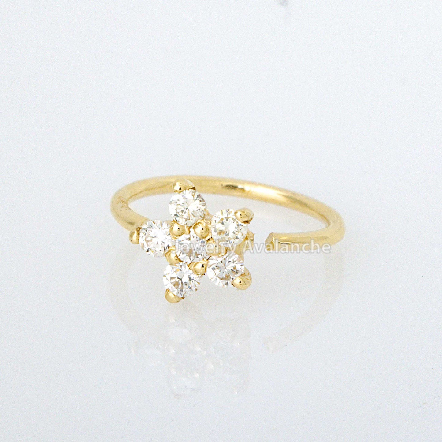 Jewelry Avalanche 20G 14K Gold .075ctw Diamond Flower Nose Hoop Ring, Twist-open 5/16"(8mm)