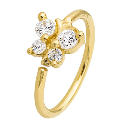 Jewelry Avalanche 14K Gold Butterfly Nose Hoop with 4 CZ Stones – 20G Twist Open Nose Ring