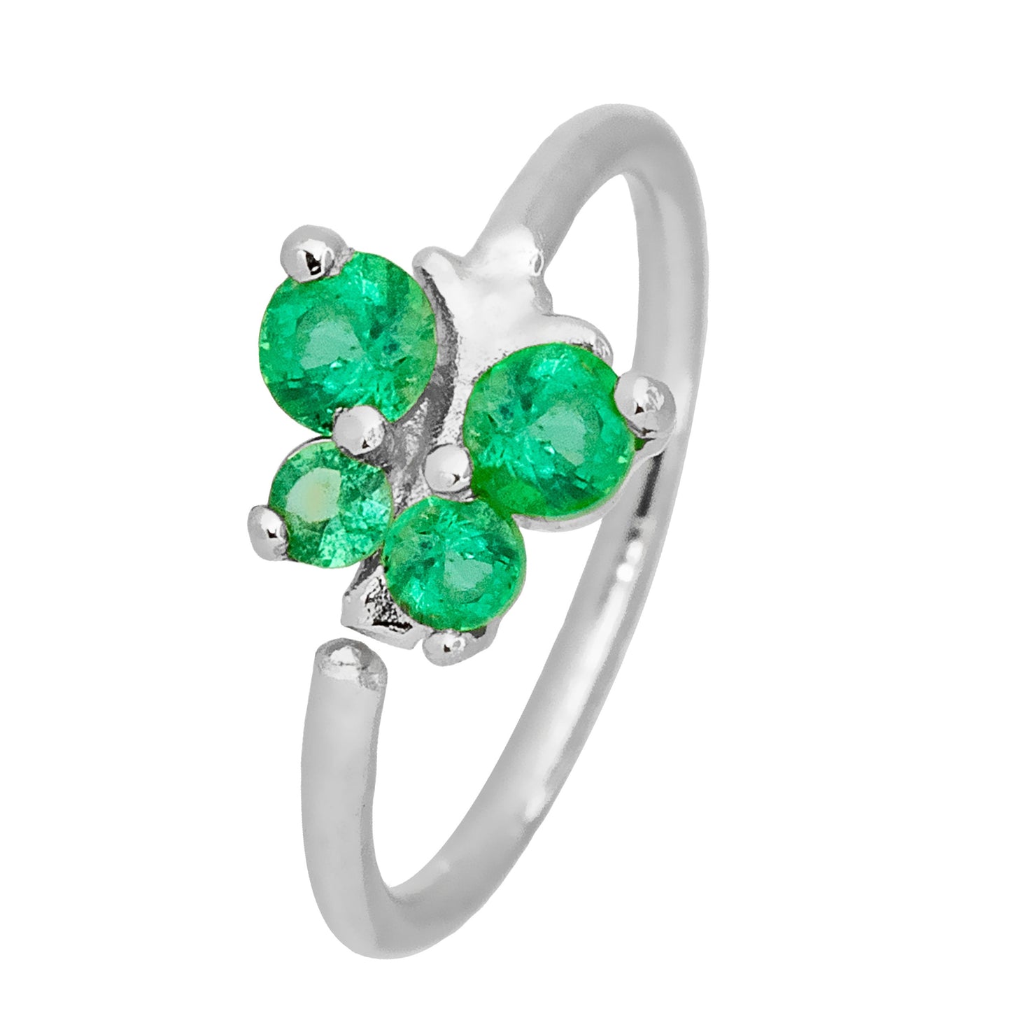 Jewelry Avalanche 20G Ladies 0.11 ctw Emerald Nose Ring, 14K Gold Butterfly Nose Hoop, 5/16"(8mm)
