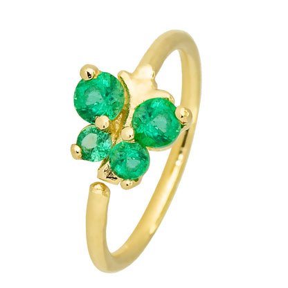 Jewelry Avalanche 20G Ladies 0.11 ctw Emerald Nose Ring, 14K Gold Butterfly Nose Hoop, 5/16"(8mm)