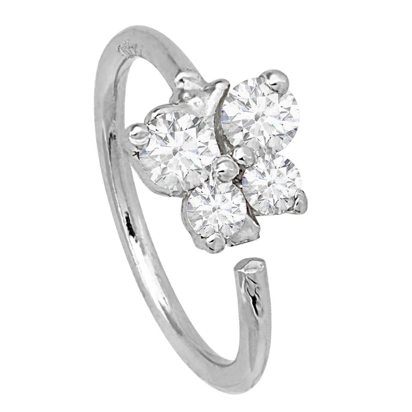 Jewelry Avalanche 20G Ladies 14K Gold Butterfly Nose Hoop, 0.11 ctw Diamond, Twist-open, 5/16"(8mm)