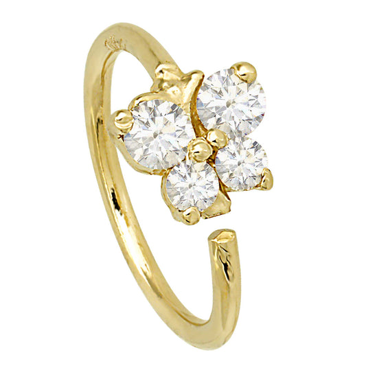 Jewelry Avalanche 20G Ladies 14K Gold Butterfly Nose Hoop, 0.11 ctw Diamond, Twist-open, 5/16"(8mm)