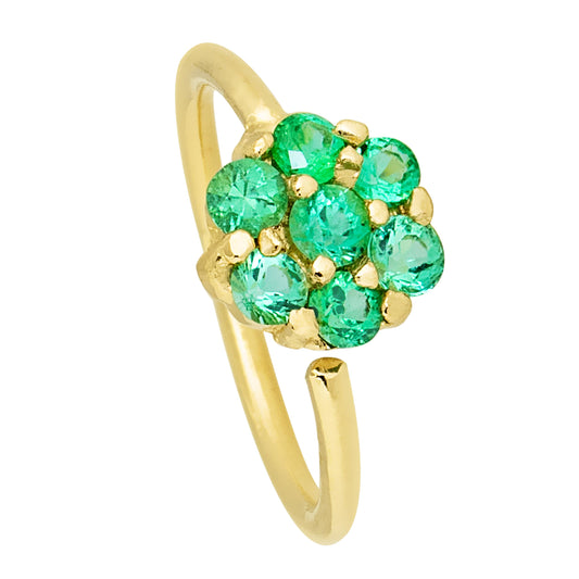 Jewelry Avalanche Ladies 20G 14K Gold Emerald Flower Nose Hoop Ring, 5/16"(8mm)