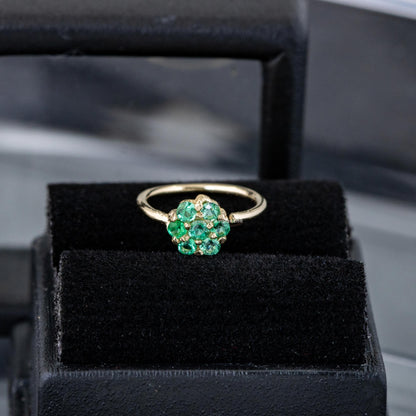 Jewelry Avalanche Ladies 20G 14K Gold Emerald Flower Nose Hoop Ring, 5/16"(8mm)