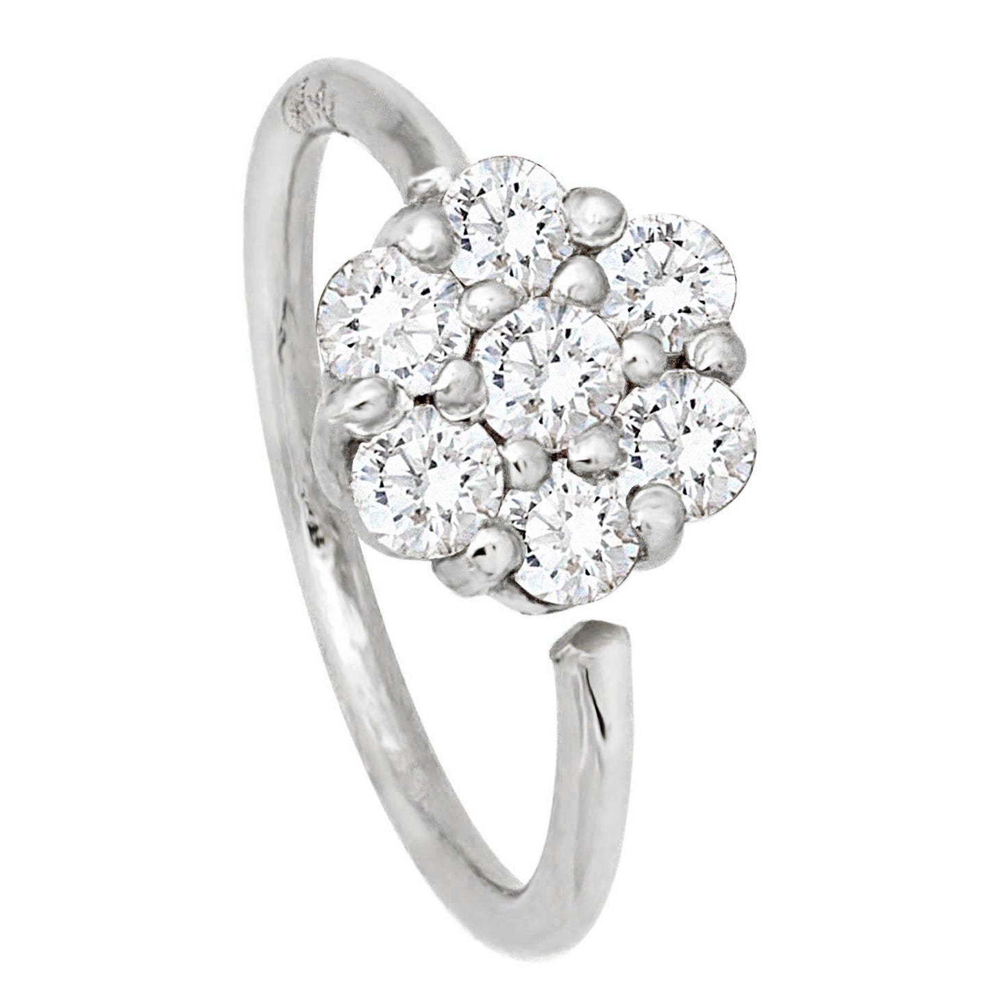 Jewelry Avalanche 20G 14K Gold .09ctw Diamond Flower Nose Hoop Ring, Twist-open 5/16"(8mm)