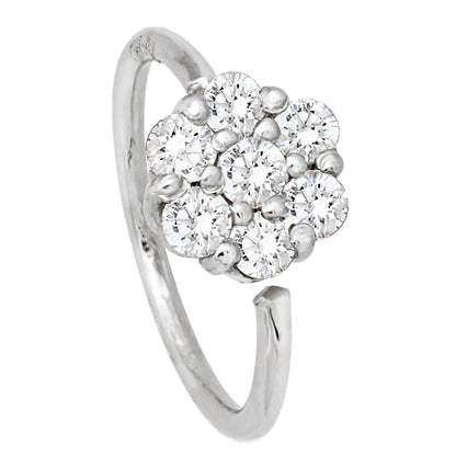 Jewelry Avalanche 20G 14K Gold .09ctw Diamond Flower Nose Hoop Ring, Twist-open 5/16"(8mm)