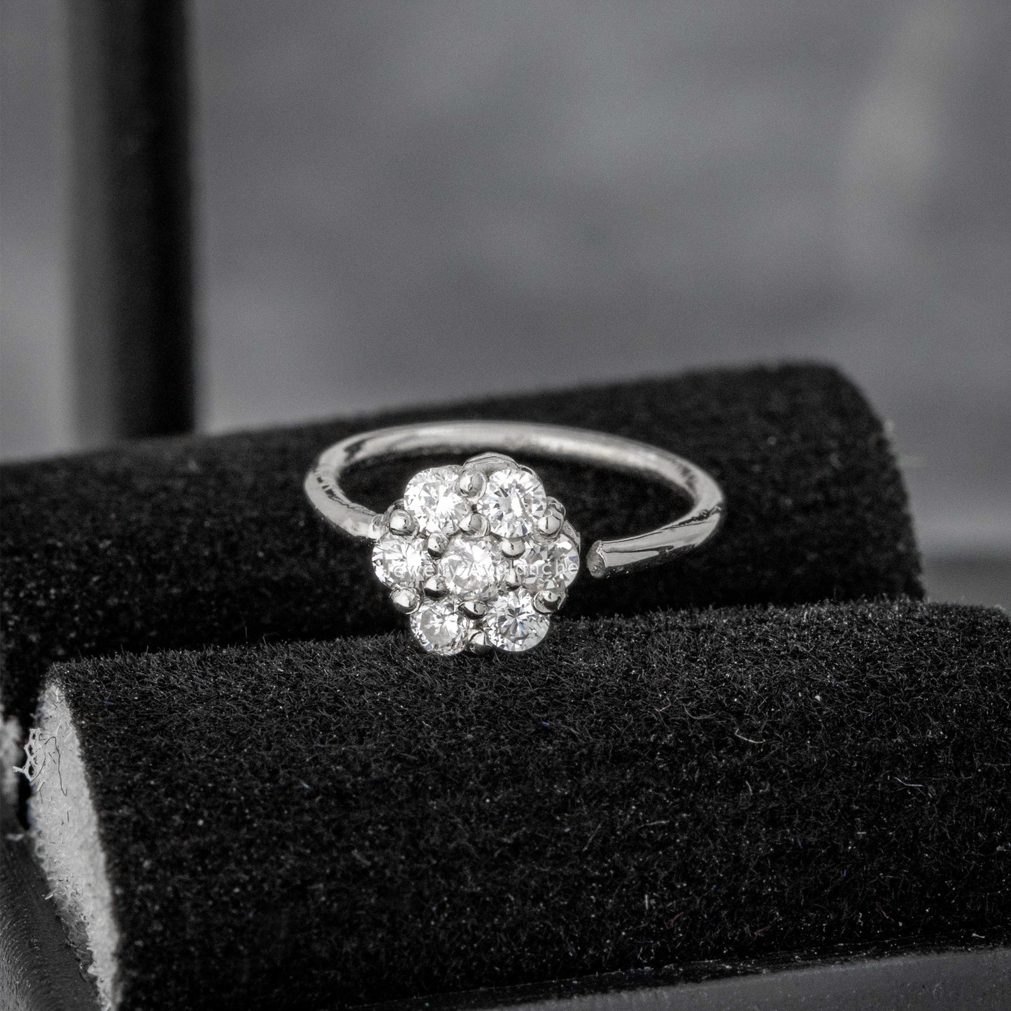 Jewelry Avalanche 20G 14K Gold .09ctw Diamond Flower Nose Hoop Ring, Twist-open 5/16"(8mm)