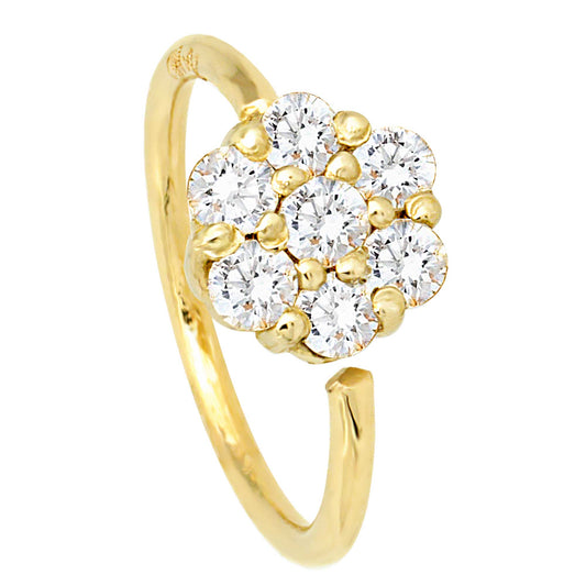 Jewelry Avalanche 20G 14K Gold .09ctw Diamond Flower Nose Hoop Ring, Twist-open 5/16"(8mm)